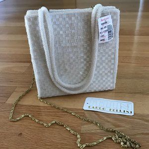 NWT Ivory Beaded Carlo Fellini Purse